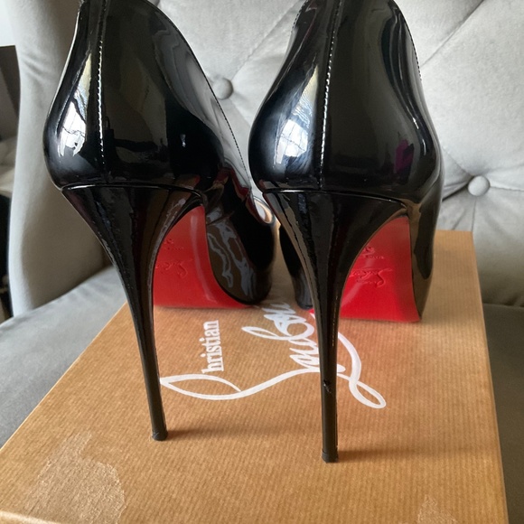 Christian Louboutin Black Patent New Very Privé Pumps 120mm Red Toe Size 39.5 - Picture 6 of 12